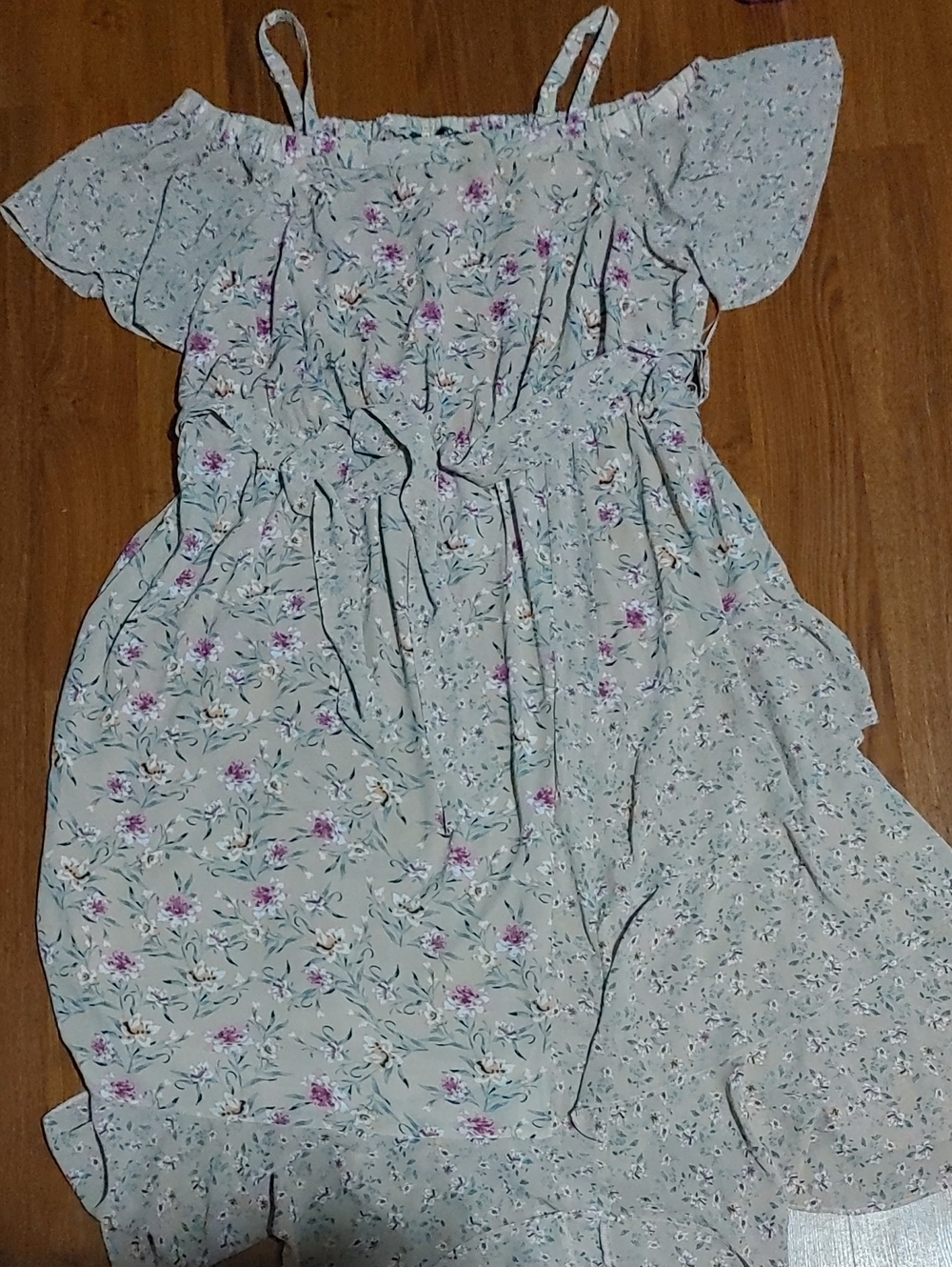 Love & Legend Light Sage Floral Off-Shoulder Dress Sz 22